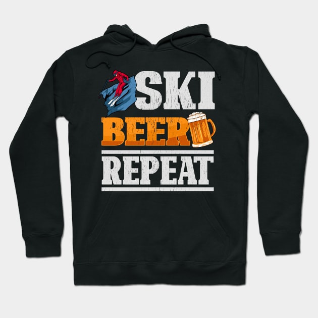 Funny Ski Beer Repeat Skiing & Skiers Hoodie by theperfectpresents